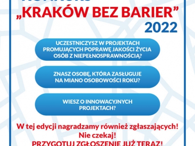 Nabór zgłoszeń w ramach konkursu "Kraków bez barier"